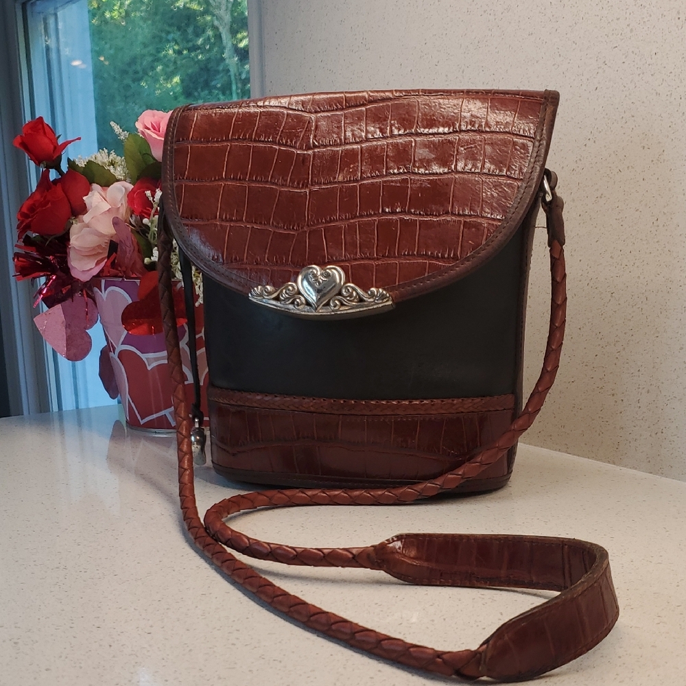 BRIGHTON Crossbody Bag with Croc Embossed Leather